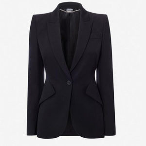 NWT ALEXANDER MCQUEEN BLACK LEAF CREPE BLAZER. 10